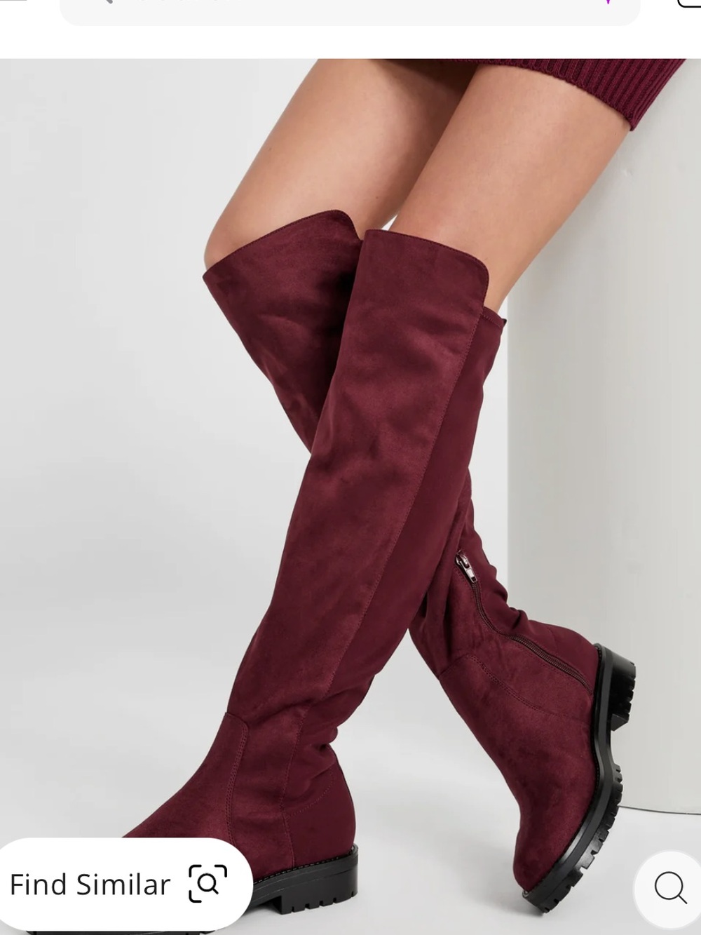 Guess Analin Knit Panel Riding Boots — red wine